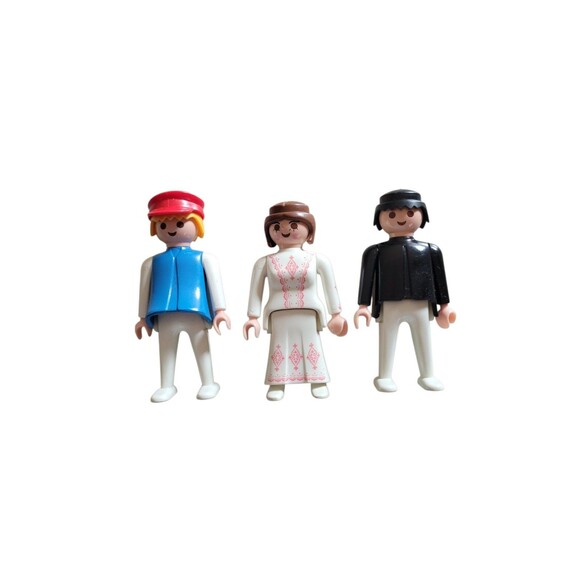 Lot Of 3 Playmobil Geobra Figures 1974 And 1987 2 Boys 1 Girl - Picture 1 of 9